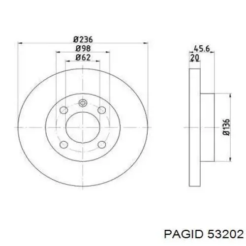 Передние тормозные диски 53202 HELLA-PAGID