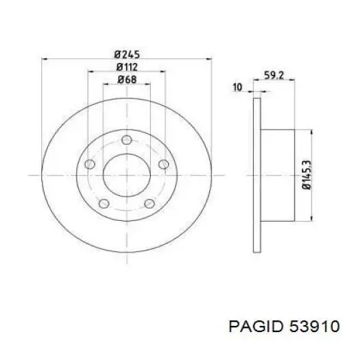 Тормозные диски 53910 HELLA-PAGID