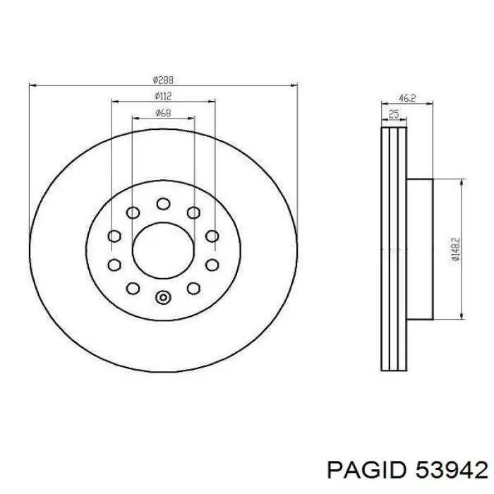 Тормоз дисковый передний HELLA-PAGID 53942 цена, от 37.92 USD