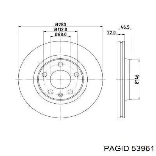53961 HELLA-PAGID диск тормозной передний