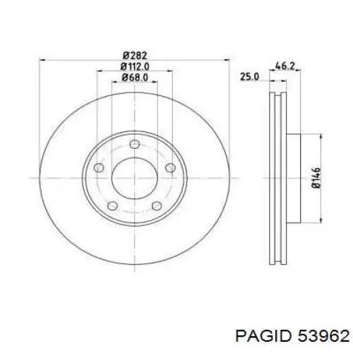 53962 HELLA-PAGID диск тормозной передний