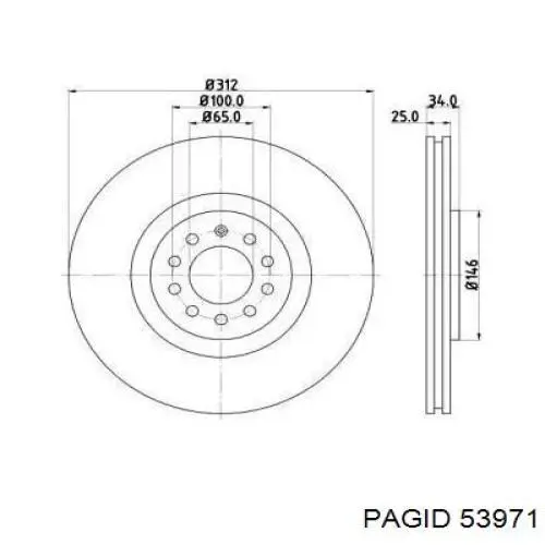 53971 HELLA-PAGID диск тормозной передний