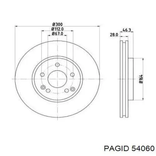 54060 HELLA-PAGID диск тормозной передний
