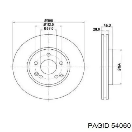 Передние тормозные диски 54060 HELLA-PAGID