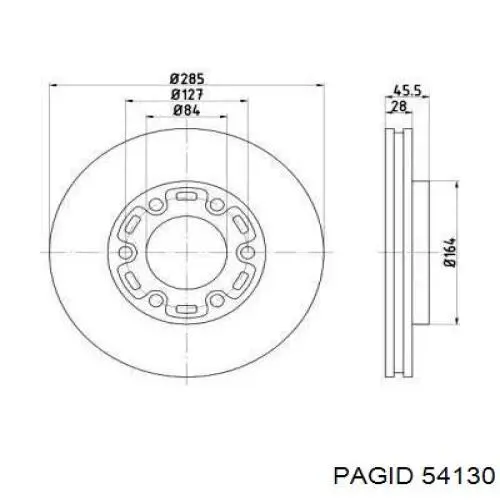 Передние тормозные диски 54130 HELLA-PAGID