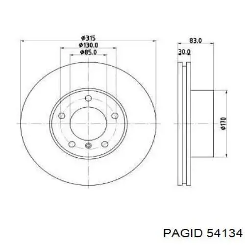 Передние тормозные диски 54134 HELLA-PAGID