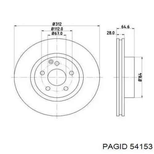 54153 HELLA-PAGID диск тормозной передний