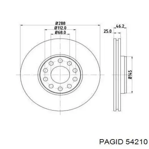 54210 HELLA-PAGID диск тормозной передний
