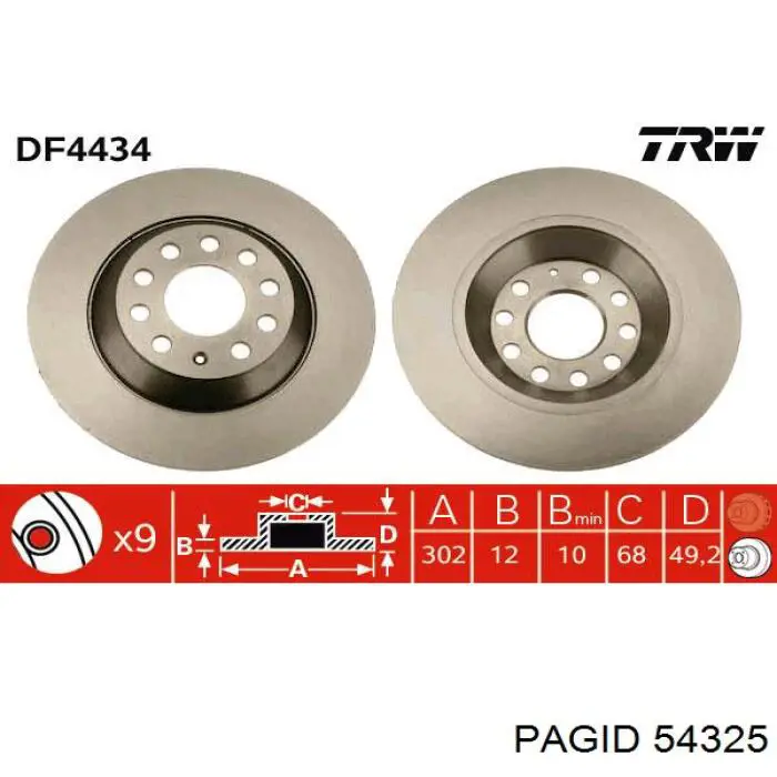 Задний тормозной диск HELLA-PAGID 54325 цена, от 40.37 USD