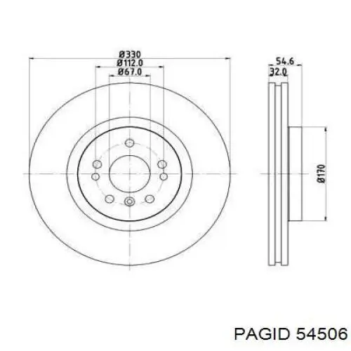 54506 HELLA-PAGID диск тормозной передний