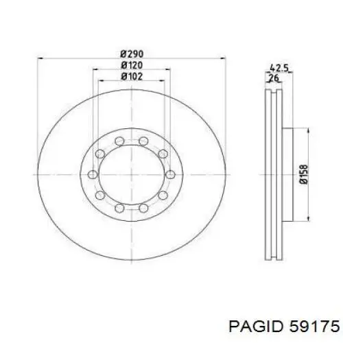 Передние тормозные диски 59175 HELLA-PAGID