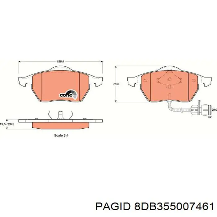Купить 8DB355007461 HELLA-PAGID Колодки тормозные