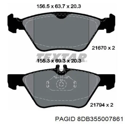8DB355007861 HELLA-PAGID Колодки передние
