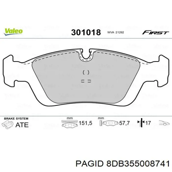 8DB355008741 HELLA-PAGID Колодки передние
