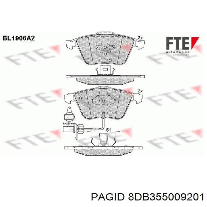 Тормозные колодки HELLA-PAGID 8DB355009201