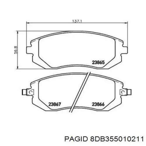 Передние тормозные колодки 8DB355010211 HELLA-PAGID