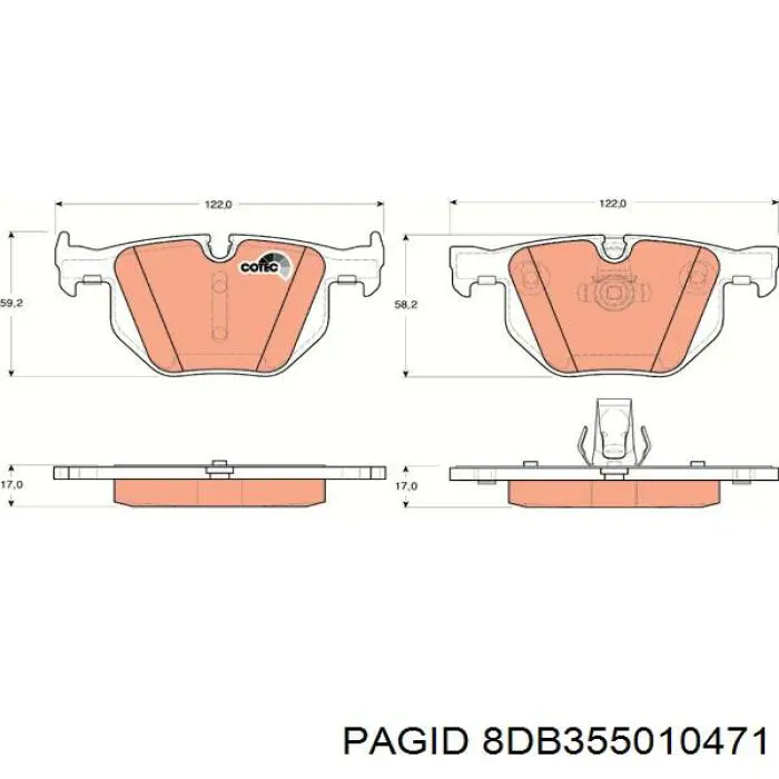 Задние тормозные колодки 8DB355010471 HELLA-PAGID
