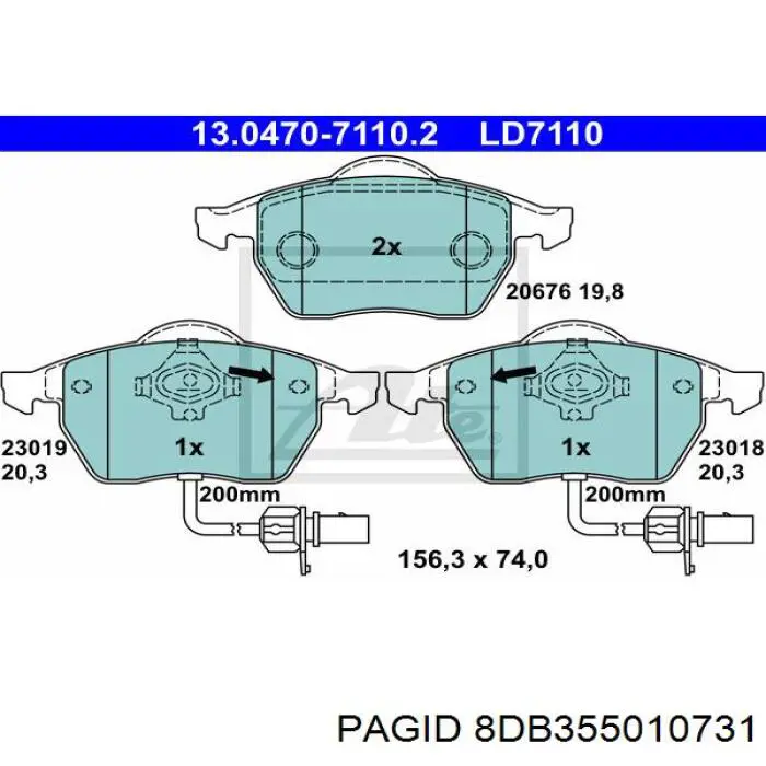 Купить 8DB355010731 HELLA-PAGID Колодки тормозные
