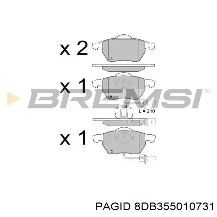 8DB355010731 HELLA-PAGID Колодки передние