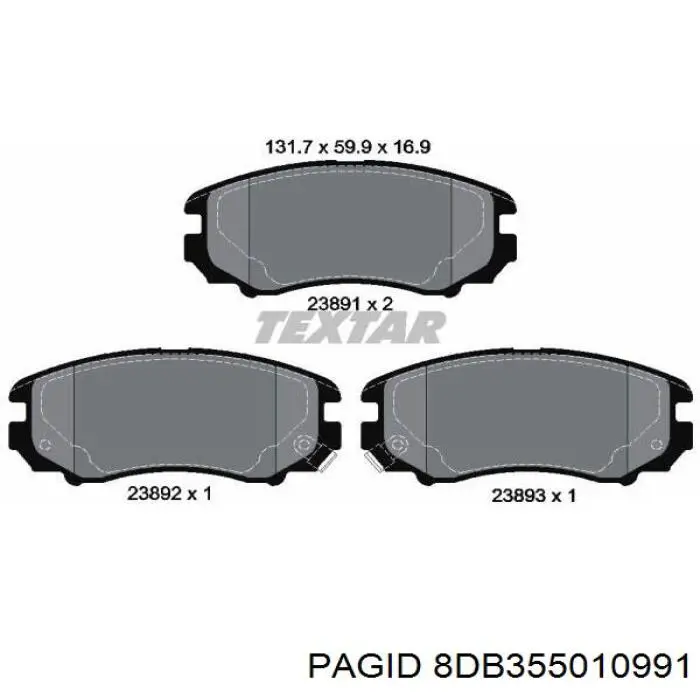 8DB355010991 HELLA-PAGID Колодки передние