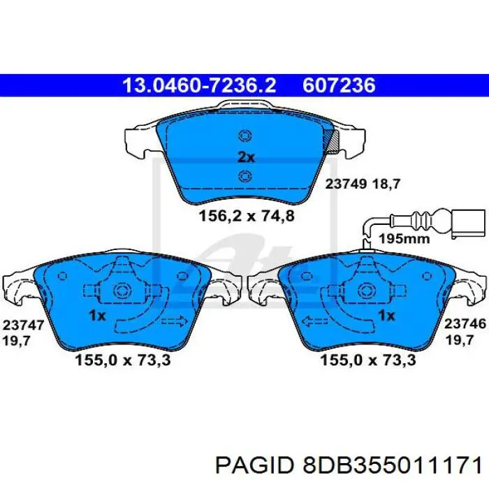 8DB355011171 HELLA-PAGID Колодки передние
