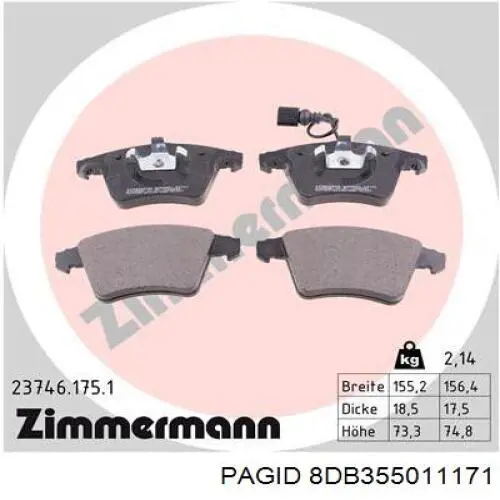 Колодки HELLA-PAGID 8DB355011171 цена, от 32.51 USD
