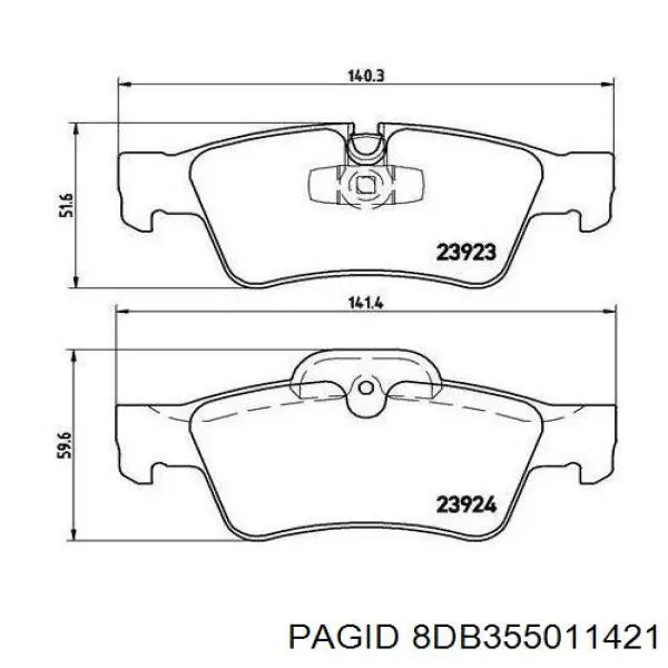8DB355011421 HELLA-PAGID Колодки тормозные дисковые комплект