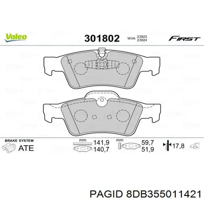 8DB355011421 HELLA-PAGID Колодки тормозные дисковые комплект