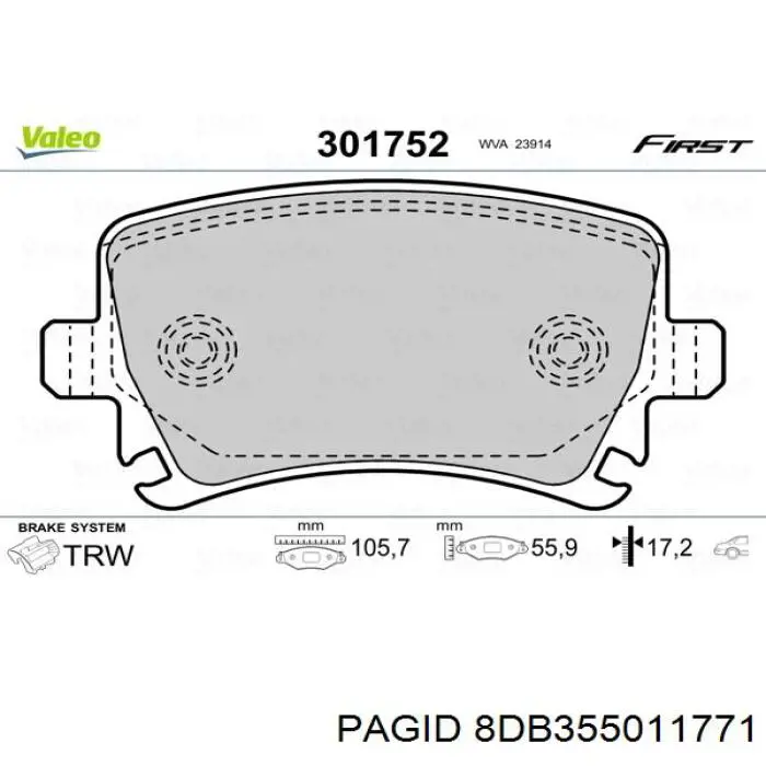 Купить 8DB355011771 HELLA-PAGID Колодки тормозные задние, дисковые
