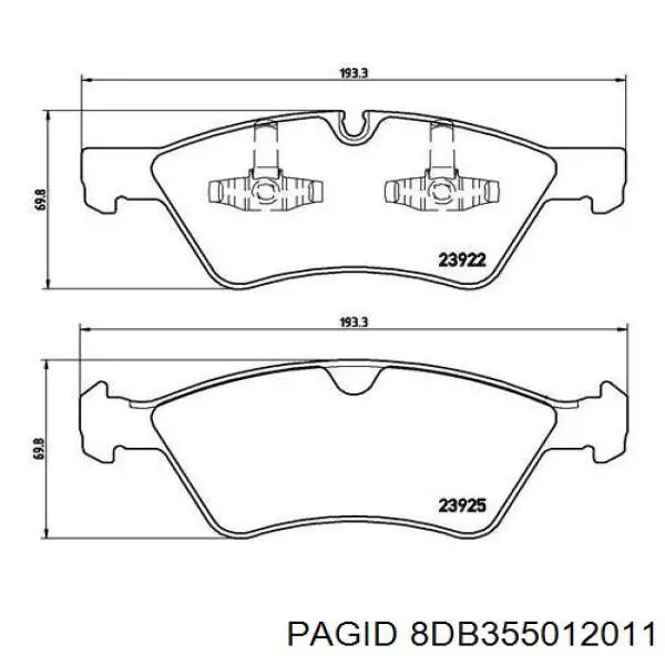 8DB355012011 HELLA-PAGID колодки тормозные передние дисковые