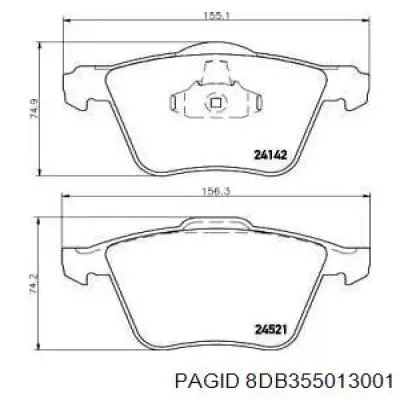 8DB355013001 HELLA-PAGID Колодки передние
