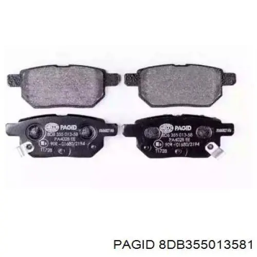 8DB355013581 HELLA-PAGID колодки тормозные задние дисковые
