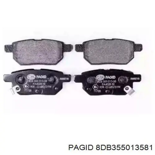 Задние тормозные колодки 8DB355013581 HELLA-PAGID