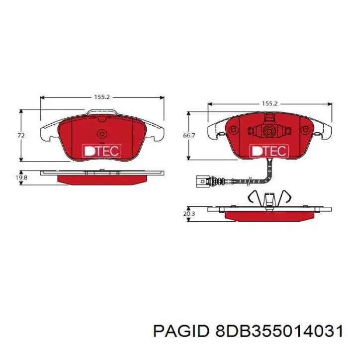 Передние тормозные колодки 8DB355014031 HELLA-PAGID