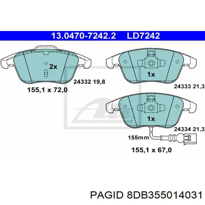 8DB355014031 HELLA-PAGID Колодки передние