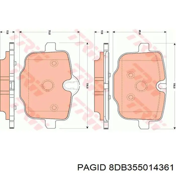 Задние тормозные колодки 8DB355014361 HELLA-PAGID