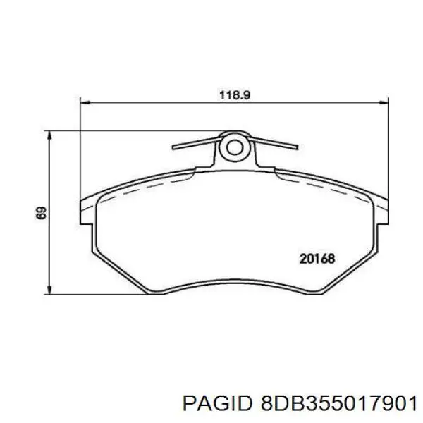 Купить 8DB355017901 HELLA-PAGID Колодки тормозные