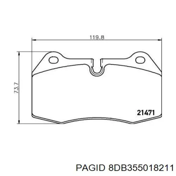 Передние тормозные колодки 8DB355018211 HELLA-PAGID