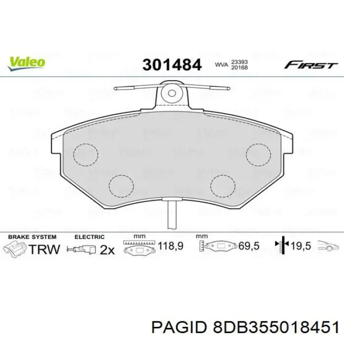 Тормозные колодки HELLA-PAGID 8DB355018451