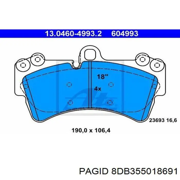 8DB355018691 HELLA-PAGID колодки тормозные передние дисковые