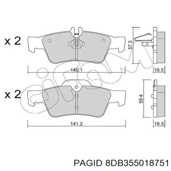 Купить 8DB355018751 HELLA-PAGID Колодки тормозные задние, дисковые