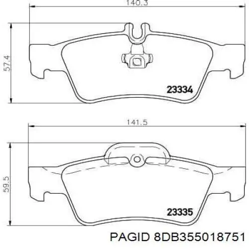 8DB355018751 HELLA-PAGID колодки тормозные задние дисковые