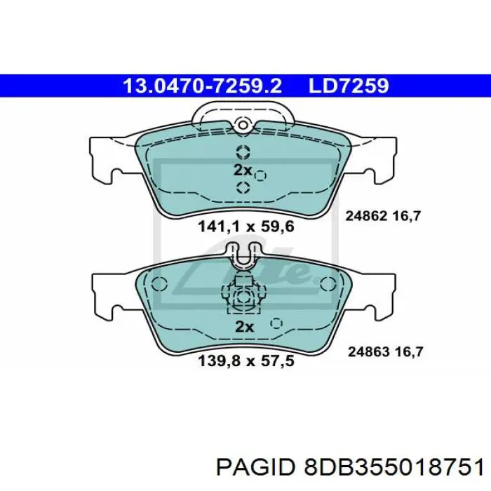Колодки дисковые  HELLA-PAGID 8DB355018751 цена, от 31.14 USD