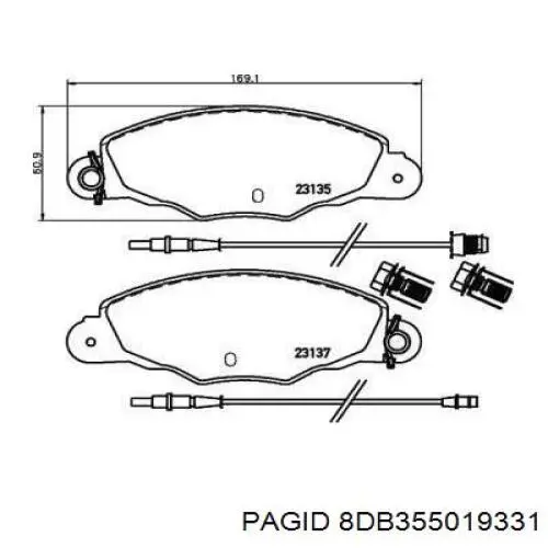 8DB355019331 HELLA-PAGID передние тормозные колодки
