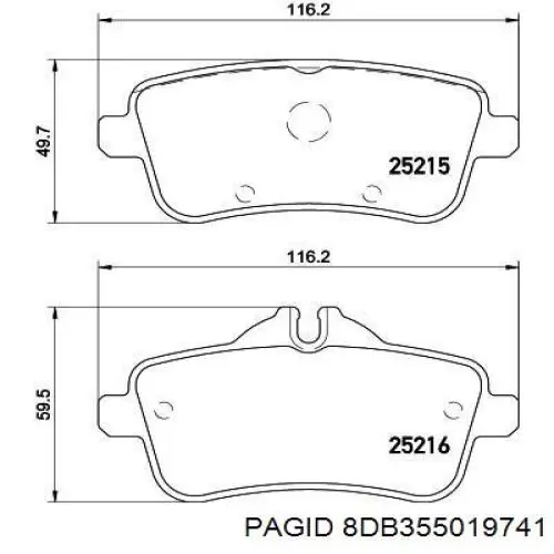 Задние тормозные колодки 8DB355019741 HELLA-PAGID