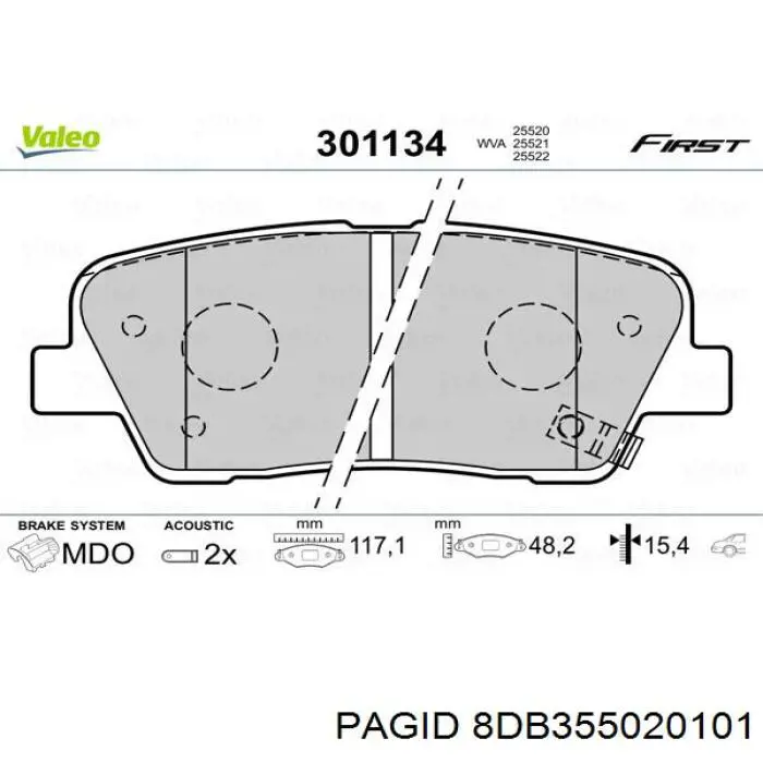 Задние тормозные колодки 8DB355020101 HELLA-PAGID