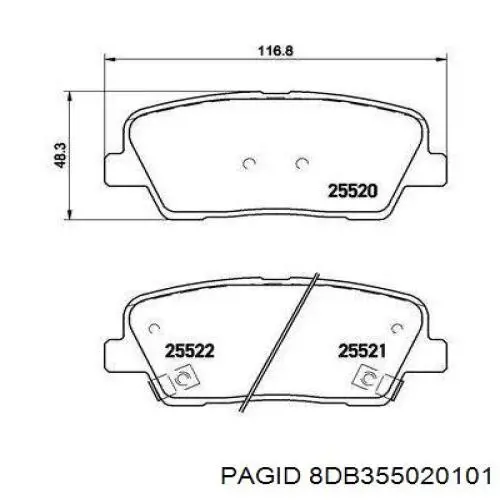 Задние дисковые колодки HELLA-PAGID 8DB355020101