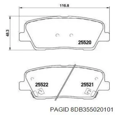 8DB355020101 HELLA-PAGID колодки тормозные задние дисковые