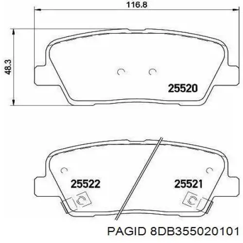 8DB355020101 HELLA-PAGID Колодки тормозные дисковые комплект