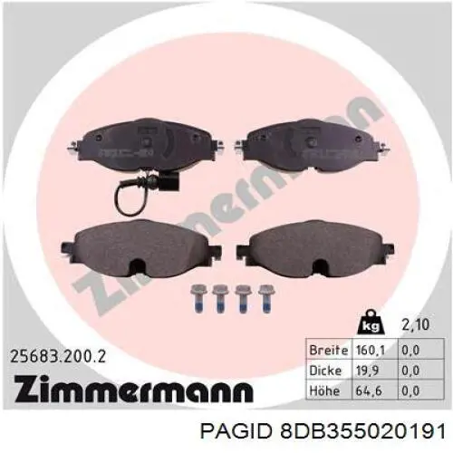 Купить 8DB355020191 HELLA-PAGID Колодки тормозные